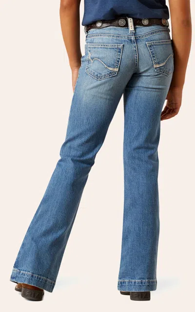 Ariat Girl's Rosalie Medium Wash Trouser Leg Jeans In Blue