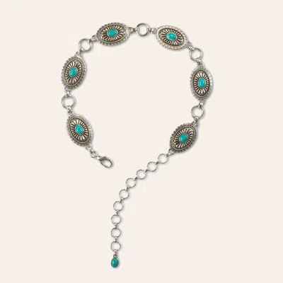 Ariat Girl's Silver & Turquoise Stone Oval Concho Belt In Multi