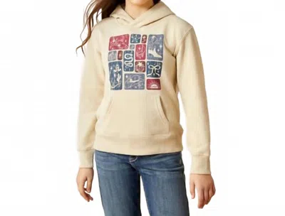 Ariat Kids' Girl's Western Blocks Long Sleeve Hoodie In Beige