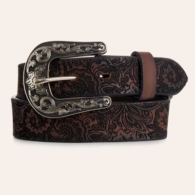 Ariat Kids' Girls' Brown Laser Cut Paisley Print Leather Belt