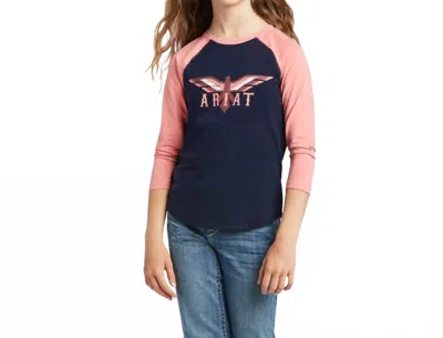 Ariat Kids' Girls Real Firebird Tee In Navy In Blue
