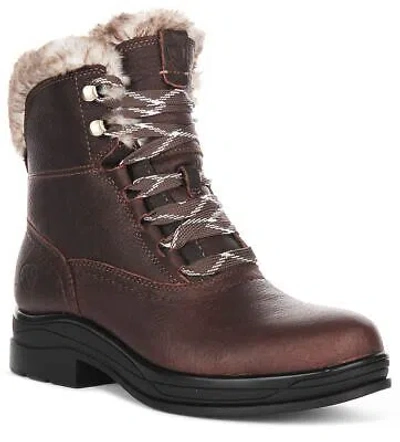 Pre-owned Ariat Harper Sherpa Dry Shield Winter Womens Boot Dark Brown Size 5 - 11
