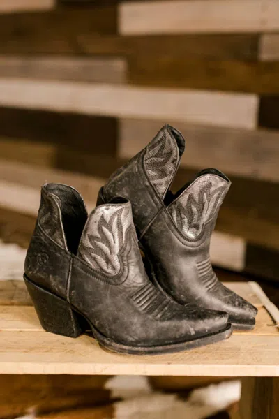 Ariat Hazel Western Boot In Naturally Distressed Black In Grey