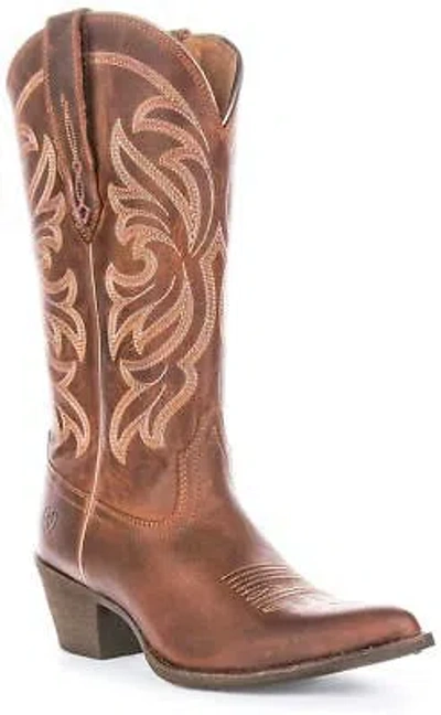 Pre-owned Ariat Heritage J Toe Duratread Pull Tab Western Womens Boot Brown Us 5 - 11