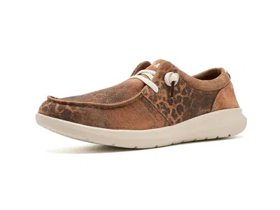 Ariat Hilo Shoes Women's Flat Shoes Distressed Leopard: 10 C - Wide, Canvas In Brown