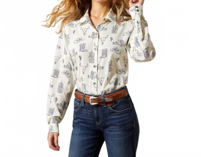 Ariat Homestyle Button Up Shirt In Deserted Print In White