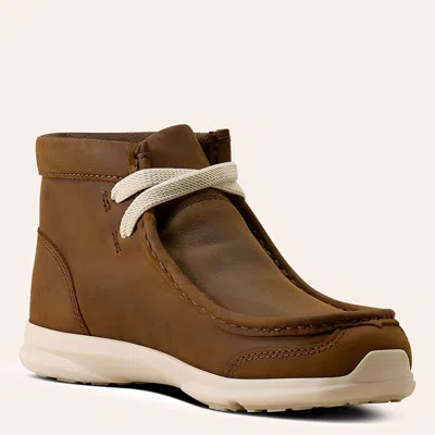 Ariat Kids' Brown Spitfire Distressed Brown Moc Toe Shoes In Blue
