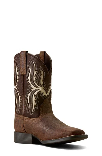 Ariat Kids' Driftwood Leather Western Boot In Brown
