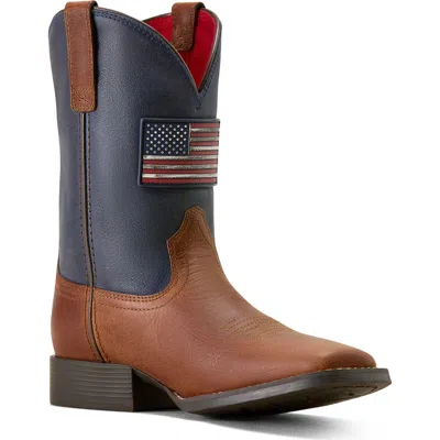 Ariat Kids' Freedom Rider Wide Square Toe Western Boot In Brown