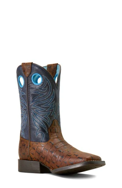 Ariat Kids' Knox Wide Square Toe Western Boot In Brown