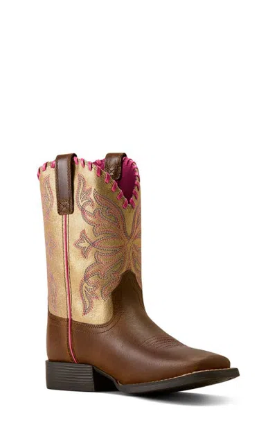 Ariat Kids' Sundown Leather Western Boot In Brown