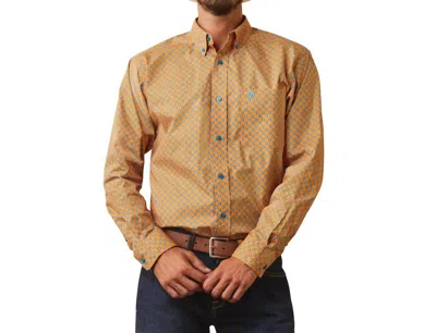 Ariat Kilian Fitted Button Down Shirt In Orange & Blue In Multi