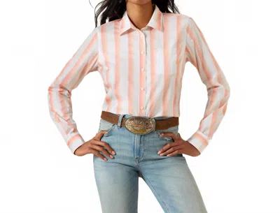 Ariat Kirby Long Sleeve Button Down Shirt In Peach Striped In Neutral
