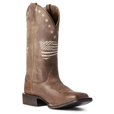 Pre-owned Ariat Ladies Circuit Patriot Weathered Tan Tall Boots 10038388 In Brown