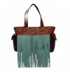 Ariat Ladies' Claire Western Fringe Concealed Handbag In Brown/turquoise In Brown