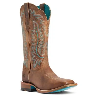 Pre-owned Ariat ® Ladies Frontier Tilly Rodeo Tan Western Boots 10042423 In Brown