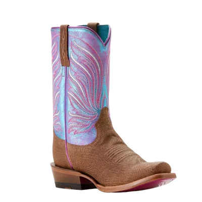 Pre-owned Ariat Ladies Futurity Dash Scratched Tan Western Boot 10053808 In Purple