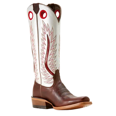 Pre-owned Ariat Ladies Futurity Rich Java & Pearly White Brown Western Boot 10053660