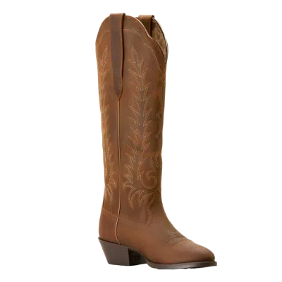 Pre-owned Ariat Ladies Heritage Stretchfit Tall Distressed Brown Western Boots 10053783