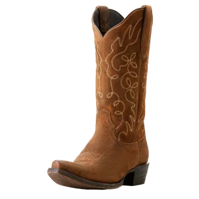 Pre-owned Ariat Ladies Jukebox Dark Ginger Suede Western Boots 10053790