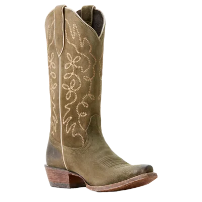 Pre-owned Ariat Ladies Jukebox Soft Olive Green Suede Western Boot 10053792