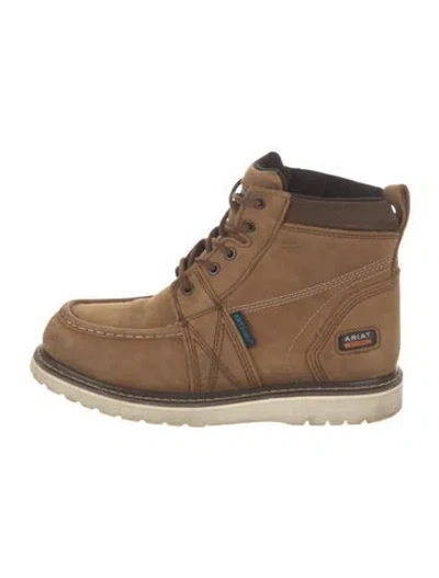 Pre-owned Ariat Leather Lace-up Boots In Brown