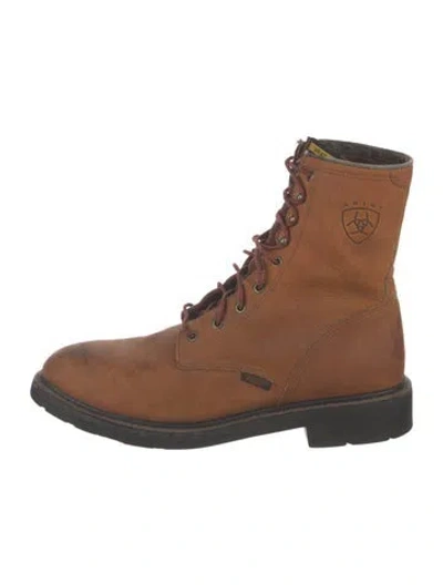 Pre-owned Ariat Leather Lace-up Boots In Brown