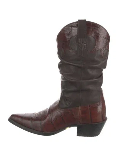 Pre-owned Ariat Leather Western Boots In Brown