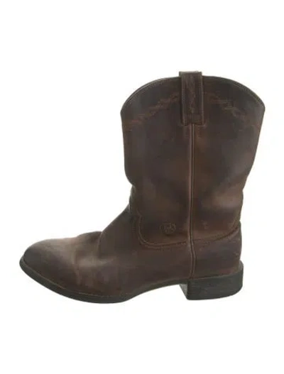 Pre-owned Ariat Leather Western Boots In Brown