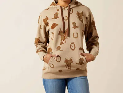 Ariat Logo 2.0 Printed Hoodie In Savannah Tan Heather In Brown