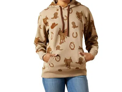 Ariat Logo Hoodie Sweatshirt In Savannah Tan Heather In Brown