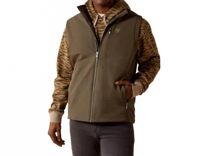 Ariat Logo Softshell Vest In Dark Green Heather In Pattern