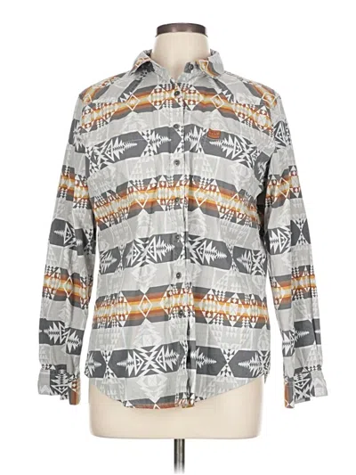 Pre-owned Ariat Long Sleeve Button Down Shirt In Silver