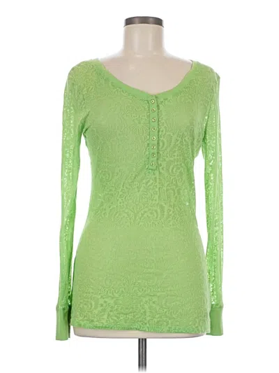 Pre-owned Ariat Long Sleeve Top Green Sweetheart Neckline Tops