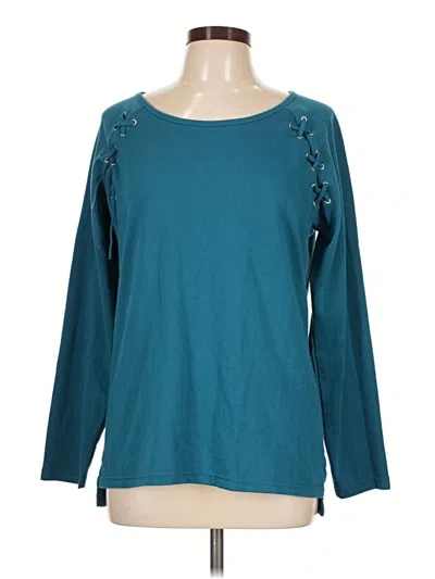 Pre-owned Ariat Long Sleeve Top Teal Boatneck Tops