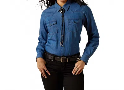 Ariat Long Sleeves Western Yoke Shirt In True Blue Vintage Indigo In Multi
