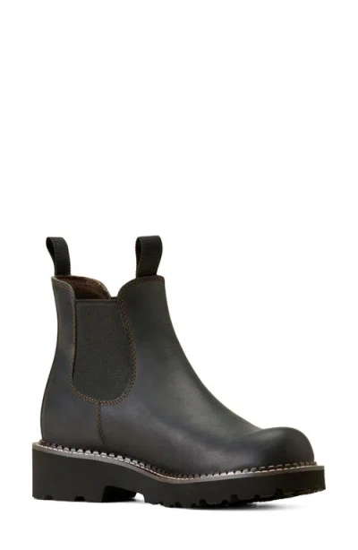 Ariat Lug Sole Chelsea Boot In Black Deertan