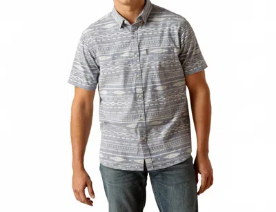 Ariat Mack Stretch Modern Fit Shirt In Chambray Blue In Multi