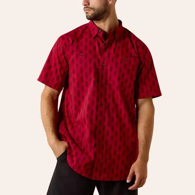 Ariat Men's 360 Airflow Crimson Aztec Print Shirt In Red
