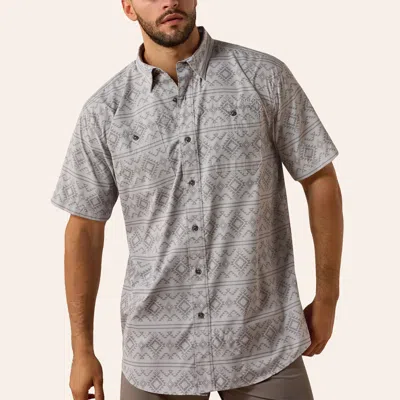 Ariat Men's 360 Airflow Gray Aztec Stripe Print Shirt
