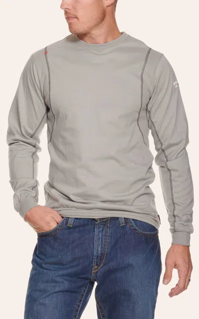Ariat Men's Ac Crew Silver Fox Fr Long Sleeve Work T-shirt In Gray