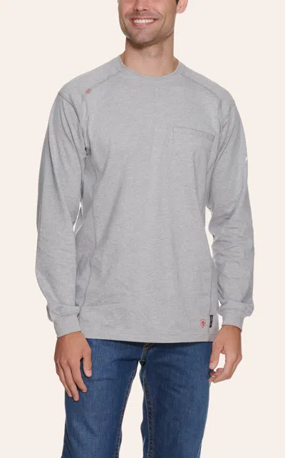 Ariat Men's Air Crew Heather Silver Fox Fr Work Shirt In Multi