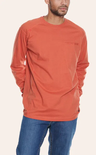 Ariat Men's Air Crew Volcanic Heather Long Sleeve Fr Work T-shirt In Orange