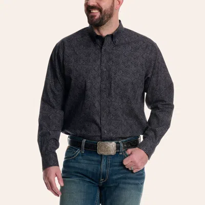 Ariat Men's Allen Black Paisley Print Wrinkle Free Long Sleeve Shirt