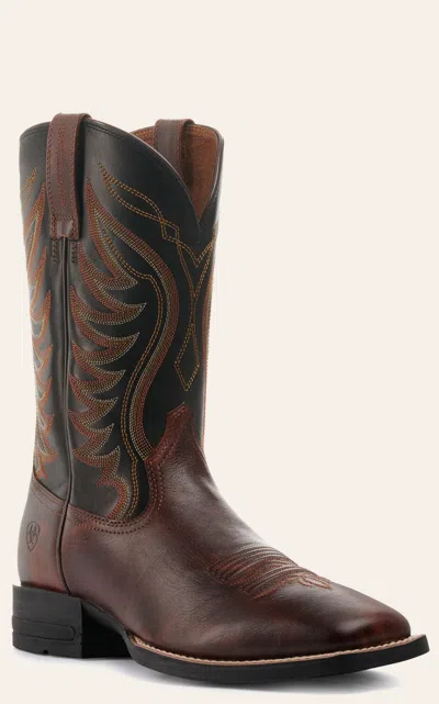 Ariat Men's Amos Shock Shield Barnwood Brown & Black Wide Square Toe Cowboy Boots