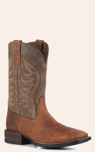 Ariat Men's Amos Sorrel Brown & Olive Wide Square Toe Cowboy Boots