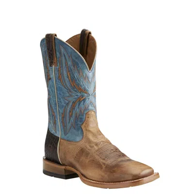 Pre-owned Ariat ® Men's Arena Rebound Dusted Wheat & Heritage Blue Boots 10021679 In Brown