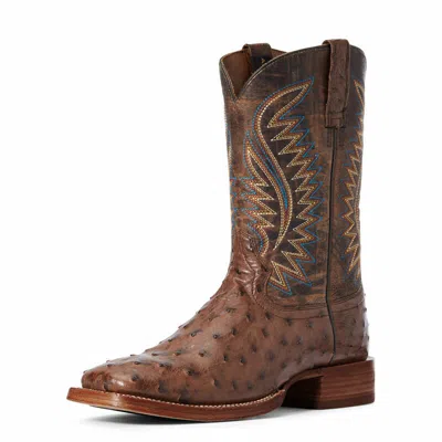 Pre-owned Ariat Men's  10034051 Gallup Western Boot Full Quill Ostrich In Brown
