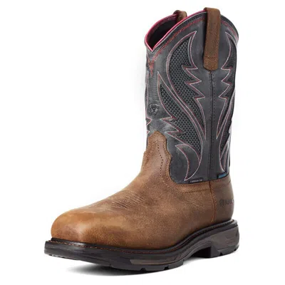 Pre-owned Ariat Men's  10036005 Workhog Xt Venttek Waterproof Carbon Toe Work Boot In Brown