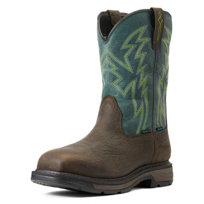 Pre-owned Ariat Men's  10038924 Workhog Xt Boa Waterproof Carbon Toe Work Boot In Brown